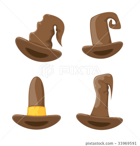 vector cartoon vintage tall witch hat set 33969591