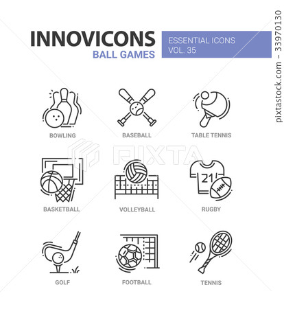 Ball Games - modern vector line design icons set. 33970130