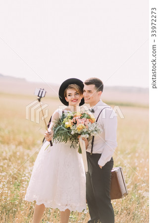 The view of the vintage dressed newlyweds are 33972273