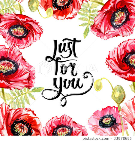 Wildflower poppy flower frame in a watercolor Wildflower poppy flower frame in a watercolor 33978695