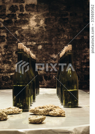 Wine bottles on the table Wine bottles on the table 33989562
