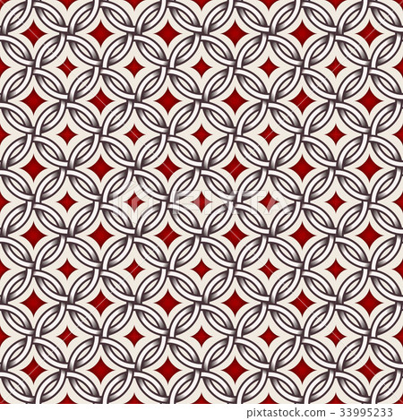 Retro pattern - lines, circles and diamond stars 33995233