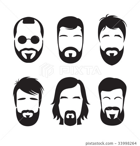 Set of bearded hipster men faces. 33998264
