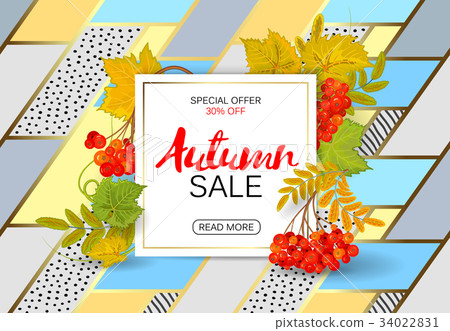 Autumn sale poster with bright colorful leaves Autumn sale poster with bright colorful leaves 34022831