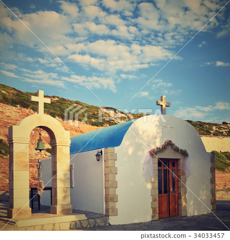 Beautiful little Greek chapel. Crete - Greece. Beautiful little Greek chapel. Crete - Greece. 34033457