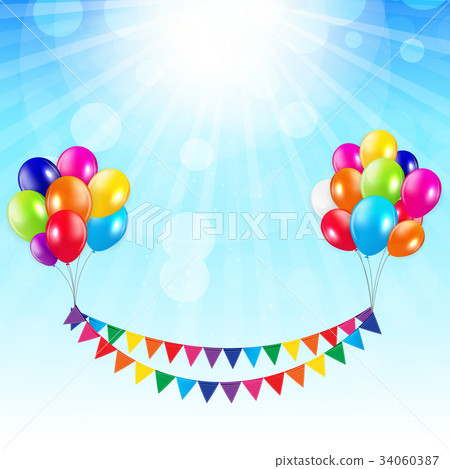 arty Background with Flags and Balloons Vector arty Background with Flags and Balloons Vector 34060387