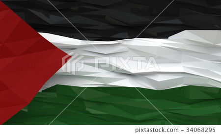 Flag of Palestine low poly stylized background. Flag of Palestine low poly stylized background. 34068295