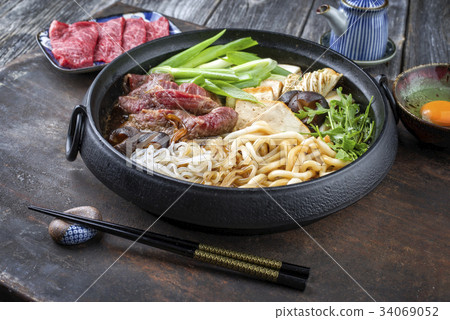 Sukiyaki in traditional Cast Iron Pot 34069052