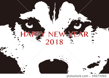 2018 New Year Card Template_Siberian Husky_Supplementary Space Free_ver.Black 2018 New Year Card Template_Siberian Husky_Supplementary Space Free_ver.Black 34073460