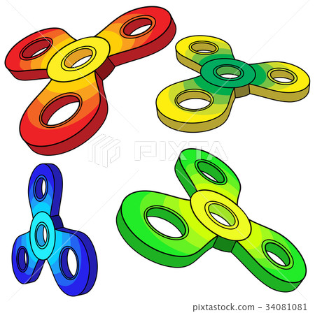Isometric Fidget Spinner. Vector Set 34081081
