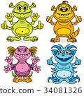 Friendly Cute Cartoon Monsters 34081326