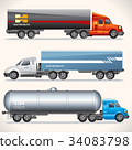 Abstract Trucks with Trailers of Various Types. 34083798