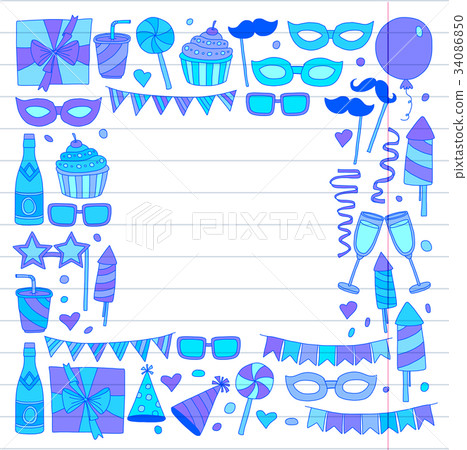 Kids party Children drawing Birthday party with 34086850