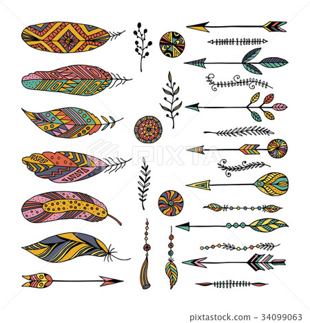 Set of ethnic elements. Modern romantic boho style 34099063