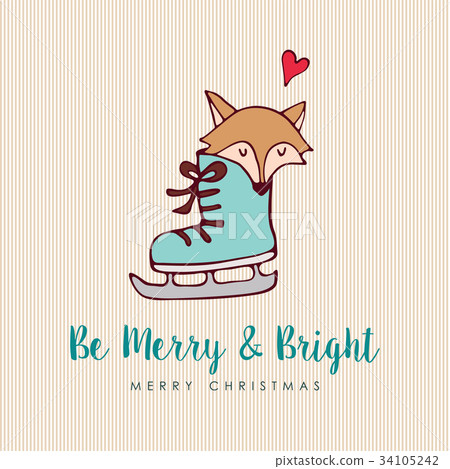 Funny Christmas fox holiday cartoon greeting card - Stock Illustration ...