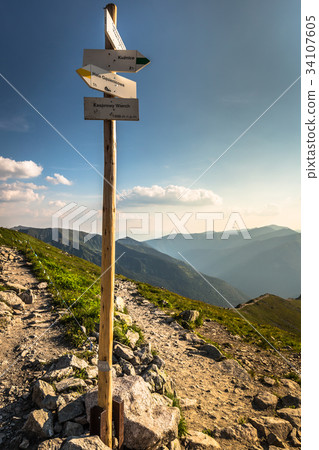 Sign of the trails in the mountains of the Tatras Sign of the trails in the mountains of the Tatras 34107605