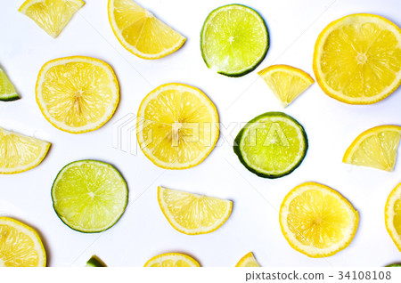 Lemon and lime slices on white Lemon and lime slices on white 34108108