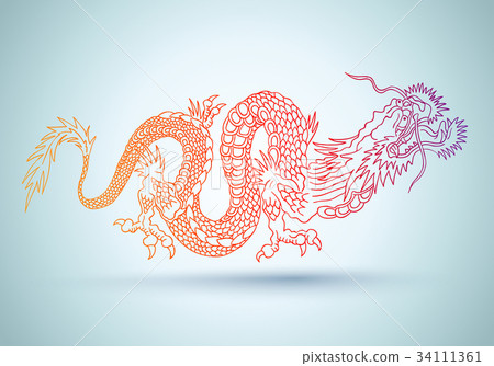 Chinese colorful dragon. 34111361