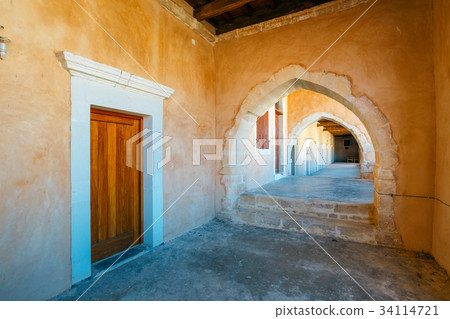 Passageway in the Arkadi Monastery, Crete, Greece 34114721