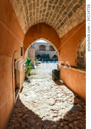 Passageway in the Arkadi Monastery, Crete, Greece 34114726