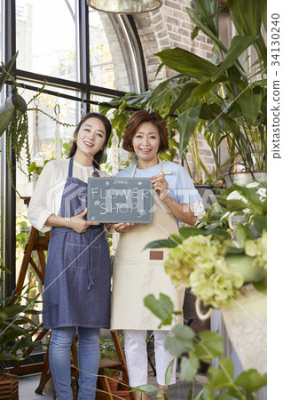 母親,女兒,花店,花店 母親,女兒,花店,花店 34130240