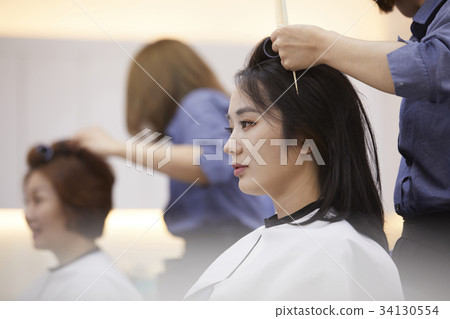 Mother, daughter, mother and daughter dating, beauty salon 34130554