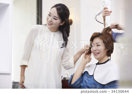 Mother, daughter, mother and daughter dating, beauty salon 34130644