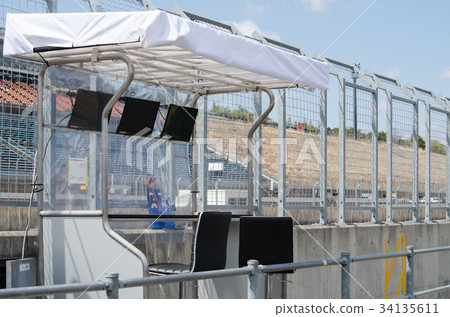 Motor sports, "pit wall stand" of the racetrack 34135611