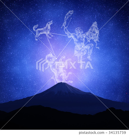 Constellation and Mt. Fuji Constellation and Mt. Fuji 34135739