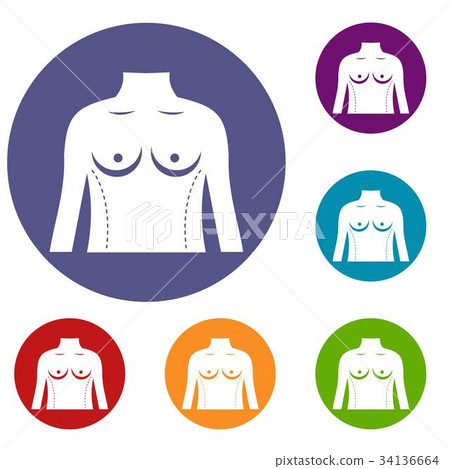 Plastic surgery of torso icons set 34136664