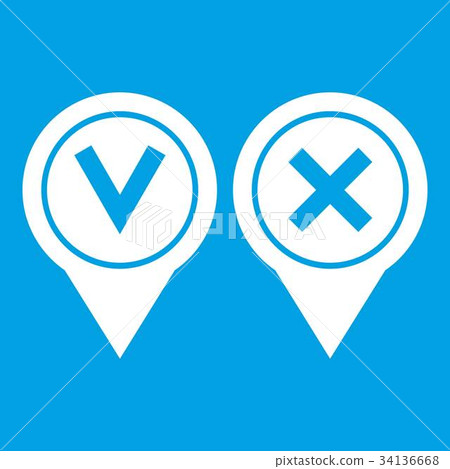 Tick affirmative and negative icon white 34136668