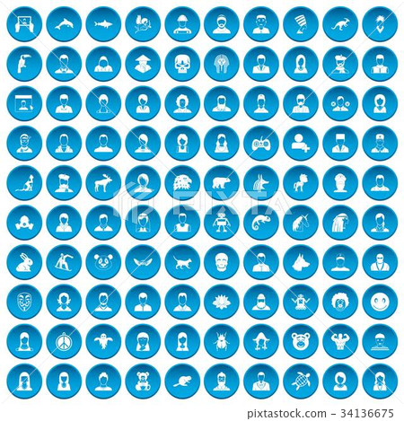 100 avatar icons set blue 100 avatar icons set blue 34136675