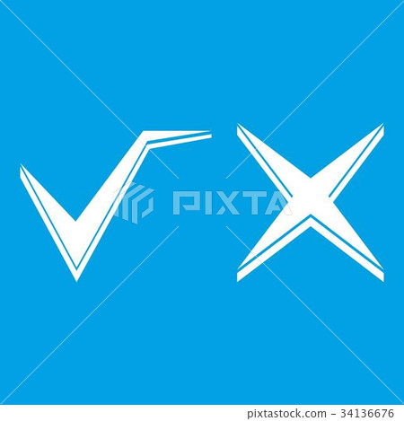 Tick and cross icon white Tick and cross icon white 34136676
