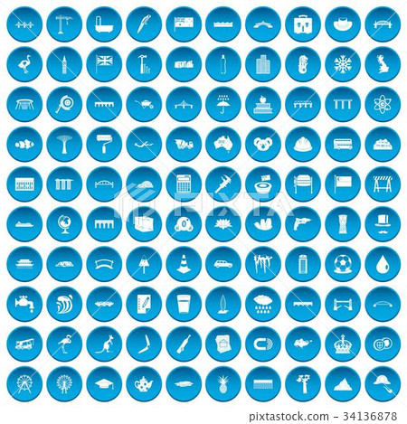 100 bridge icons set blue 34136878