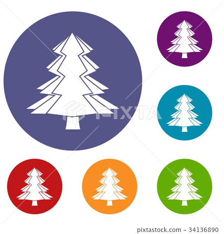Fir tree icons set 34136890
