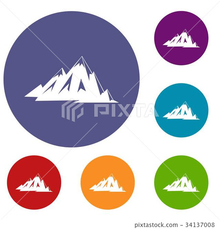 Canadian mountains icons set 34137008