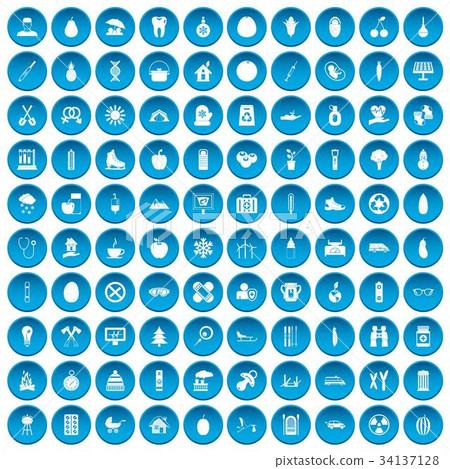 100 child health icons set blue - Stock Illustration [34137128] - PIXTA