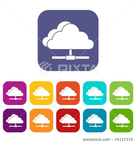 Cloud computing connection icons set - Stock Illustration [34137359 ...