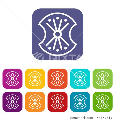 Wooden shield icons set Wooden shield icons set 34137515