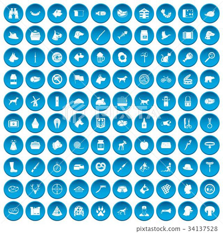 100 dog icons set blue 100 dog icons set blue 34137528