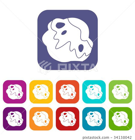 Moon stone icons set 34138042