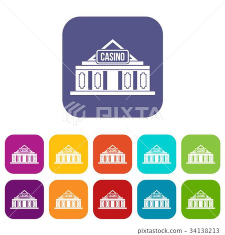 Casino building icons set Casino building icons set 34138213
