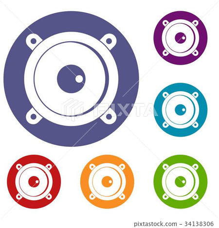 Audio speaker icons set 34138306