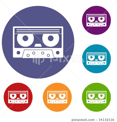 Audio cassette tape icons set Audio cassette tape icons set 34138316