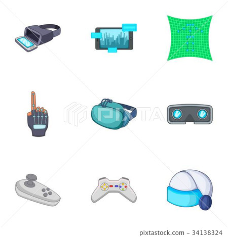 Virtual Accessory Icons Virtual reality equipment parts icons set - Stock Illustration ...