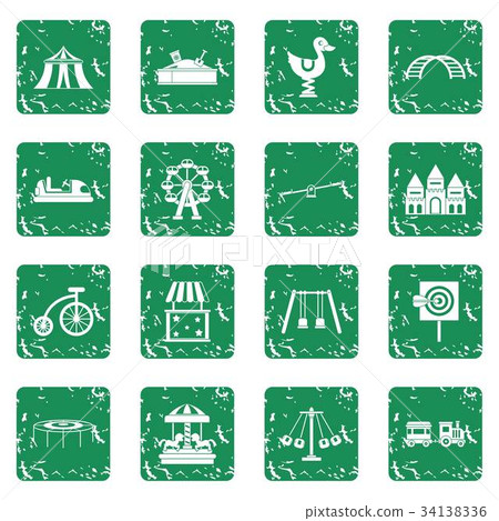 Amusement park icons set grunge 34138336