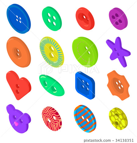 Clothes button icons set, isometric style Clothes button icons set, isometric style 34138351
