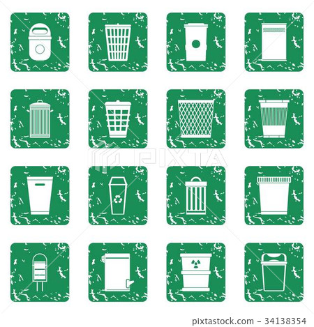 Trash can icons set grunge Trash can icons set grunge 34138354