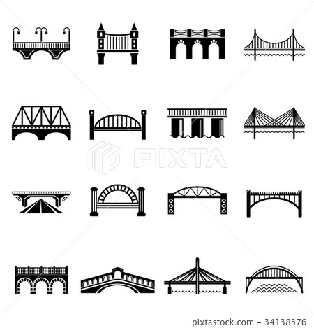 Bridge icons set, simple style 34138376