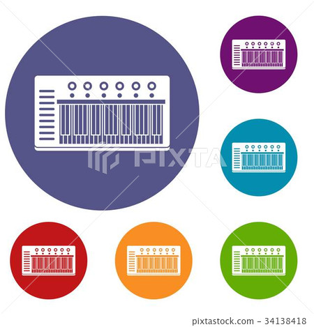Electronic synth icons set 34138418